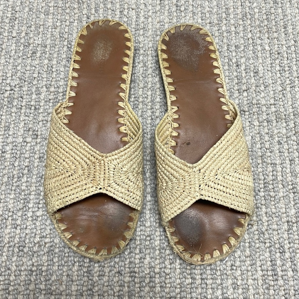 Carrie Forbes Raffia Slide Sandals — Size 40